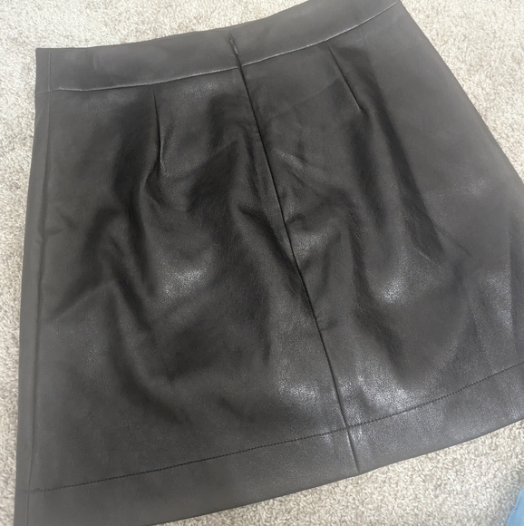 J. Crew Black Faux Leather A-Line Skirt - Picture 2 of 4